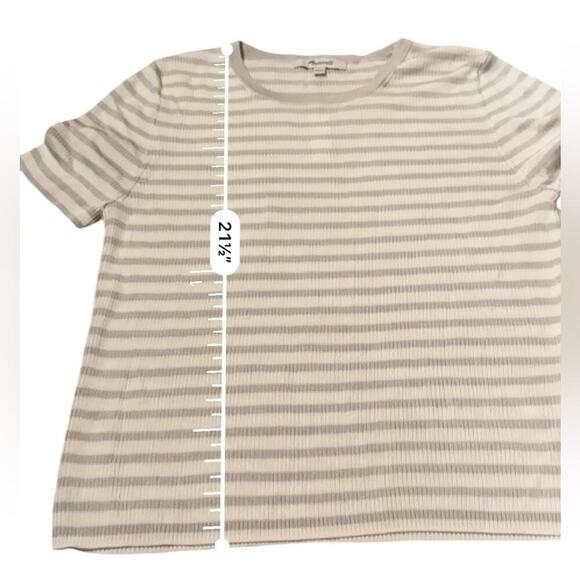 Madewell Micro-Rib Short Sleeve Striped Sweater Tee in Monument Sz‎ M NEW - Picture 9 of 10